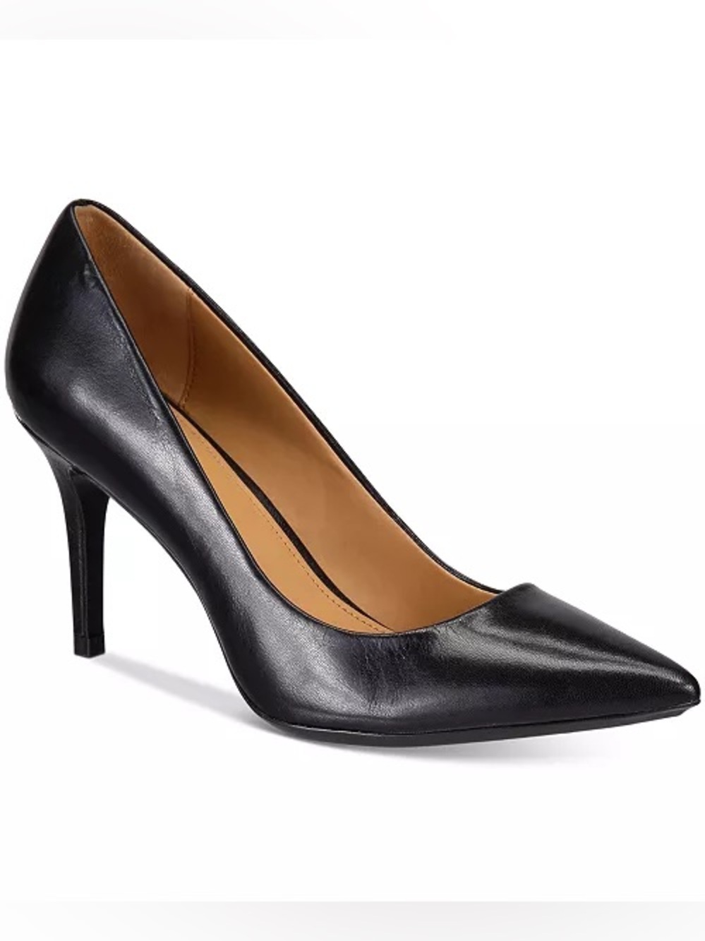 Calvin Klein Gayle Classic Black Leather Pointed-Toe Women's Pump